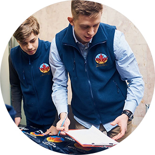 Canadem representitives review important political documentation